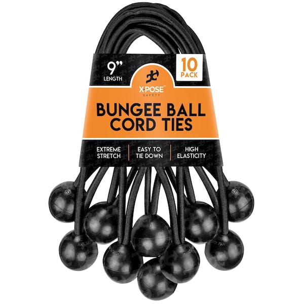 Xpose Safety Ball Bungees Black 9 in , 10PK BB-9B-10-X - main